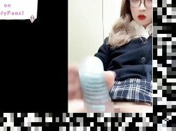 Japanese crossdresser masturbating with Tenga spinner 01 ?Short?crossdresser/tgirl/femboy/sissyboy