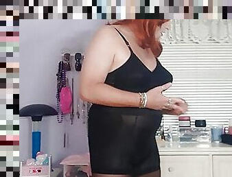 Soft and curvy redheaded granny tranny