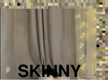slutty skinny girl bouncing on a dildo