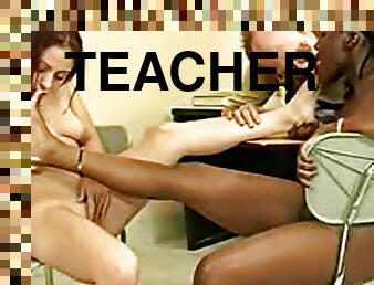 Seductive redhead schoolgirl fucks with her horny male teacher