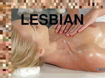 lesbienne, massage, blonde, petits-seins