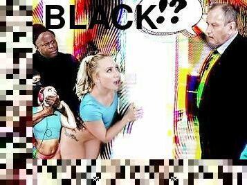 BANGBROS - Blonde PAWG AJ Applegate Taking BBC From Masked Black Man While Pop Is Not Looking
