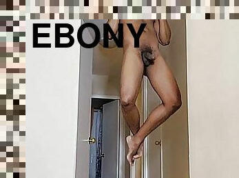 Ebony male naked fitness black exhibitionist doing chin ups nude exercise black dick bbc