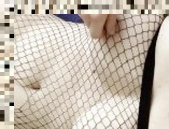 gros-nichons, masturbation, mamelons, orgasme, collants, amateur, blonde, naturel, douce, seins