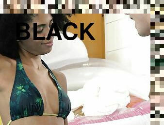 Black Afro beauty gets slammed and rammed by young stud