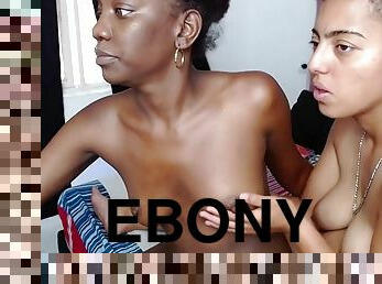 amateur, ébène, lesbienne, black, couple, baisers