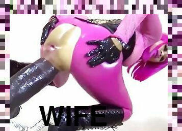 Hot Wife Fucks Gigantic BBC Dildo