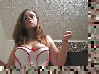 Slutty nurse uniform on dancing tease girl