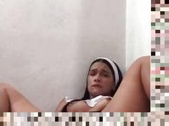 Naughty Latina Nun gets caught masturbating in church ????