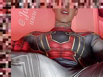 Jakipz Strokes His Massive Cock In Super Hero Costumes Before Shooting A Huge Load