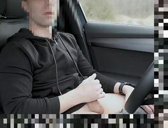 My masturbation in the car on public ( unexpected cumshot on the body )