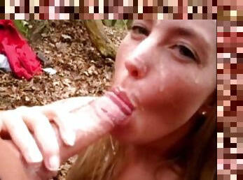 Ficksahne vom User im Gesicht SallySecret Outdoor Facial Blowjob Deepthroat