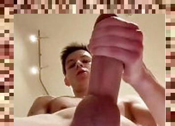 A large portion of sperm from a young twink with a big dick 23 cm