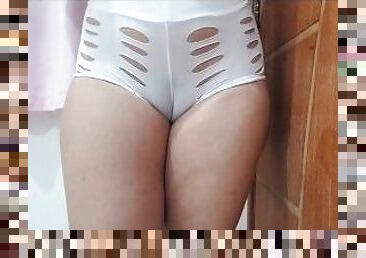 New white transparent micro shorts (without panties)
