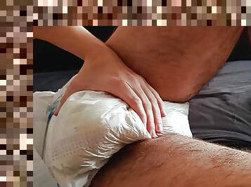 Rubbing my dick in my soaked diaper ABDL DL