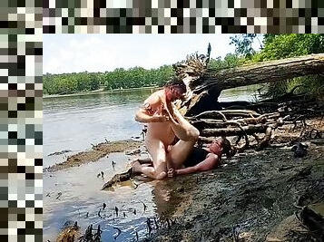 Horny meaty ass wife gets a creampie while fucking in the mud