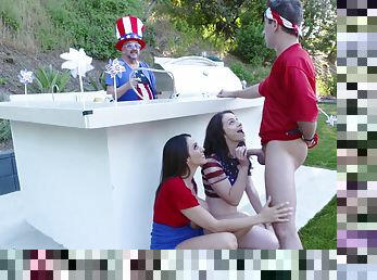 4th of July foursome party for the girls to reach their orgasm