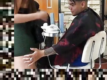 VISITING THE STYLIST IN HER BEAUTY AND HE LETS ME PREGNATE HER ASS