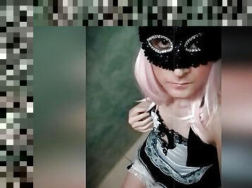 Mysterious masked trans girl shows herself