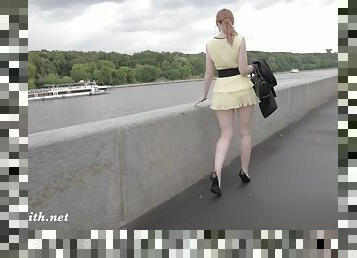 Jeny Smith public flasher shares great upskirt views on the streets