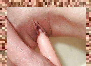 bañando, masturbación, coño-pussy, esposa, amateur, juguete, hardcore, casero, europeo, follando-fucking