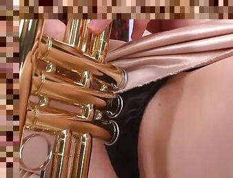 Sensual asian anna kirishima plays trumpet and gets toyed to orgasms