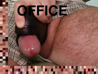 masturbação, escritório, amador, tiro-ao-alvo, gay, punheta, bbw, excitante, sozinho, leite