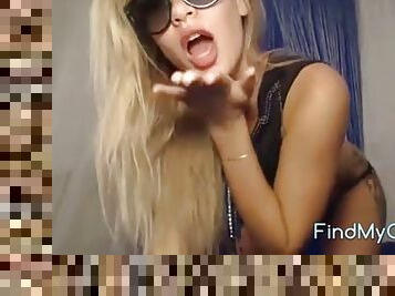 Sexy skinny blonde on webcam teasing with her flexible body