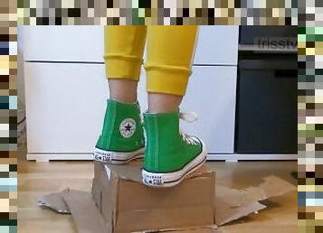 Green Converse Sneakers Crushing Carton Box