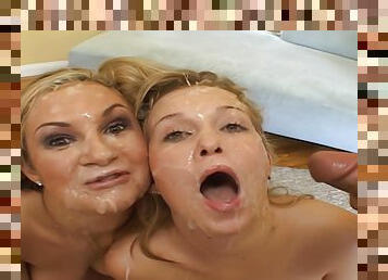 amateur, sexo-en-grupo, rubia, bukkake