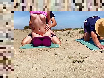 tricherie, levrette, en-plein-air, public, chatte-pussy, femme, amateur, hardcore, ejaculation-interne, plage