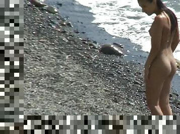 nudisti, vani, kemera, plaža, voajer, mladi-18, brinete, sakriveno, male-sise