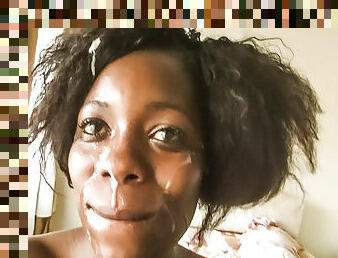 Rwandese Ebony CUMMED on After Job By Big Dick White Boss