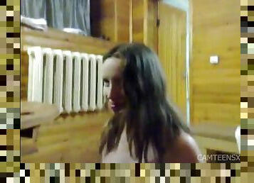 Amateur slut blowjob and fucked in sauna