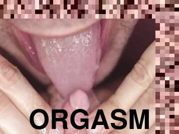 clitóris, grande, orgasmo, cona-pussy, chupando