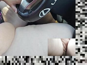 Thick White Girl  Publicly Masturbates In Car (Public Flashing) Touching Pussy, POV, Loud Moaning