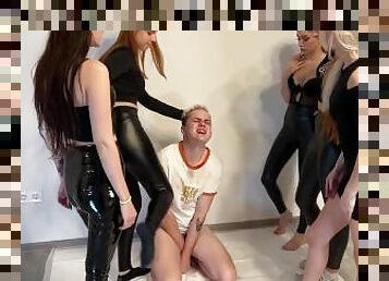 CFNM Group Degrading Spitting Femdom With Five Dominant Girls