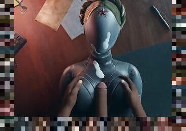 Atomic Heart No Hands Black guy tits fuck Robot Girl Big Boobs Cum on the face Titjob Animation