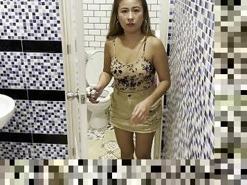 asiatique, public, chatte-pussy, écolière, amateur, fellation, interracial, maison, toilette, sœur