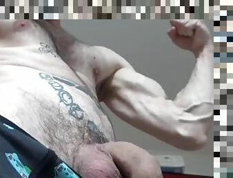 Hairy daddy in underwear showing off and flexing/ video 08