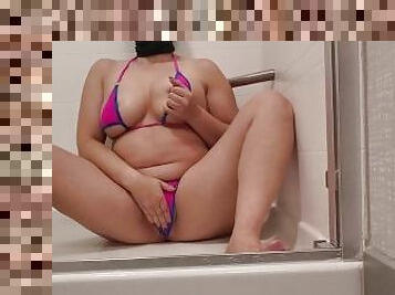 no toys necessary - playing with myself in the shower - bikini