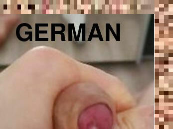 German boy wanks, fucks white sock and cums
