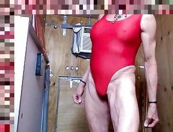 masturbación, amateur, maduro, bailando, culazo, a-solas, musculada