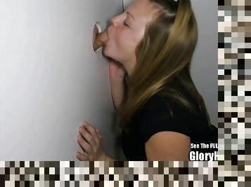 Hot tits blonde oral in glory hole