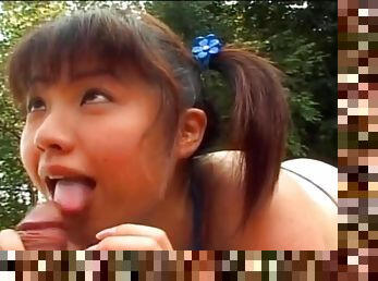 Japanese bikini teen has hardcore sex outdoors