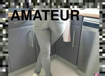 rumpe, pissing, amatør, milf, truser, fetisj, jeans