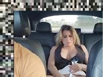 Hot milf Masturbating in moving car