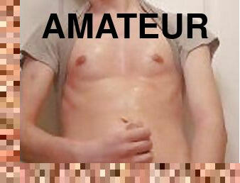 masturbation, amateur, ejaculation-sur-le-corps, énorme-bite, ados, ejaculation, solo, bite