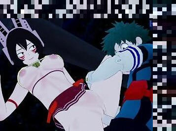 Mandalay and Izuku Midoriya have intense sex in a park at night. - My Hero Academia Hentai