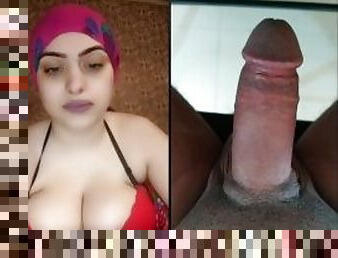 MILF Horny Gets Hot saw my Big Cock, She help me to cum on video conference (Arabic Audio)